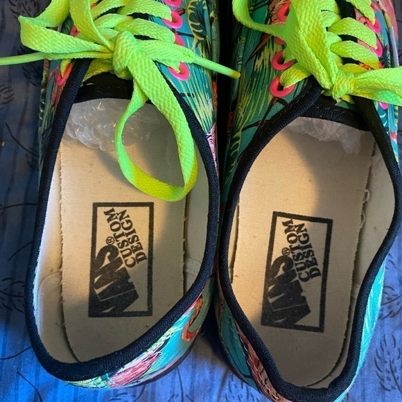 Vans new era custom design neon flamingo sneakers womens 8 - Picture 5 of 7